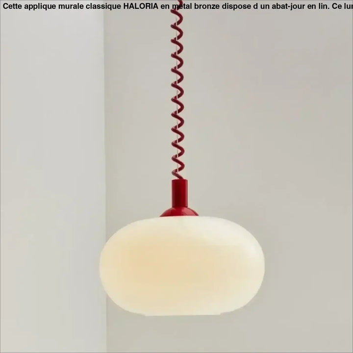 Suspension luminaire blanc avec câble spirale style minimaliste