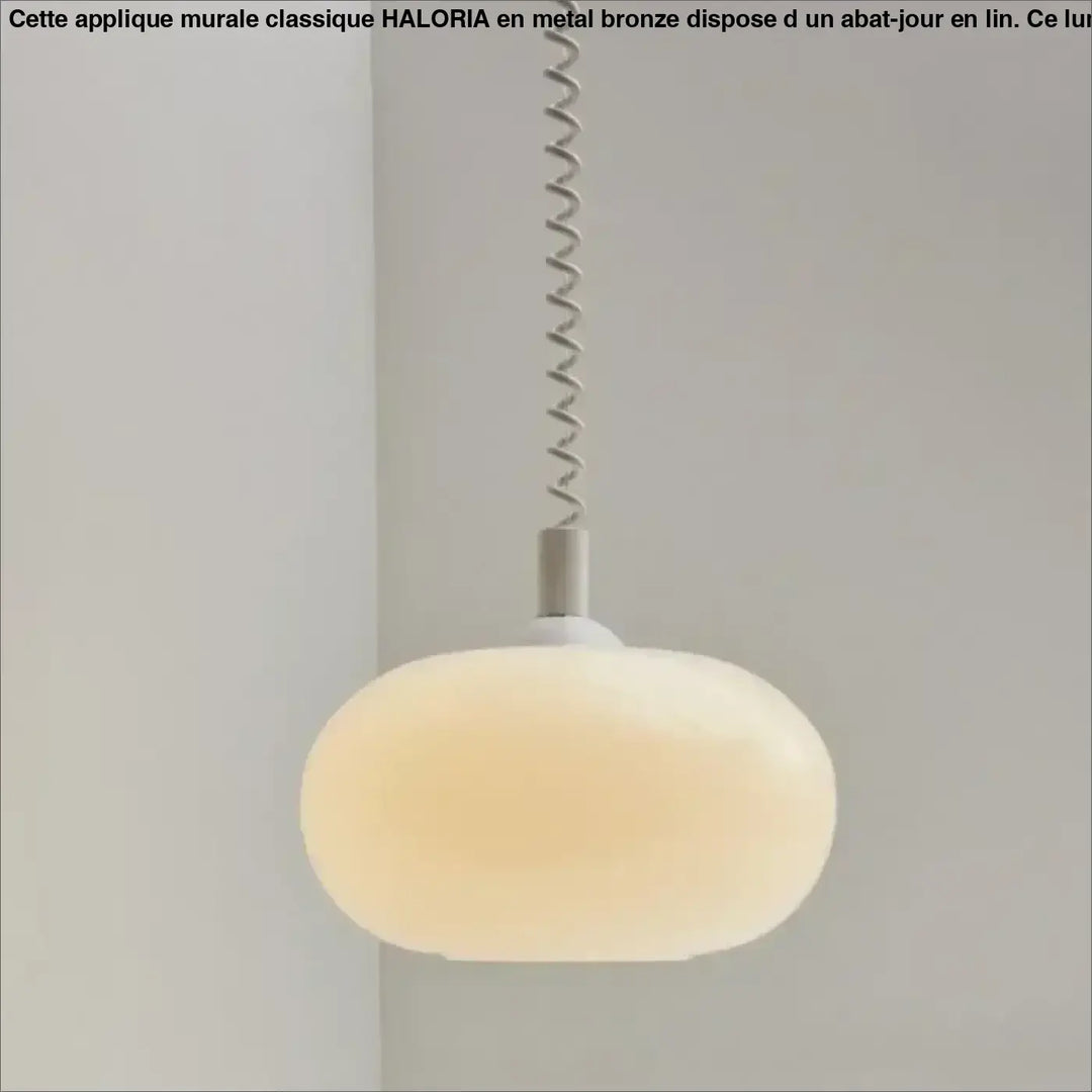 Suspension luminaire blanc avec câble spirale style minimaliste