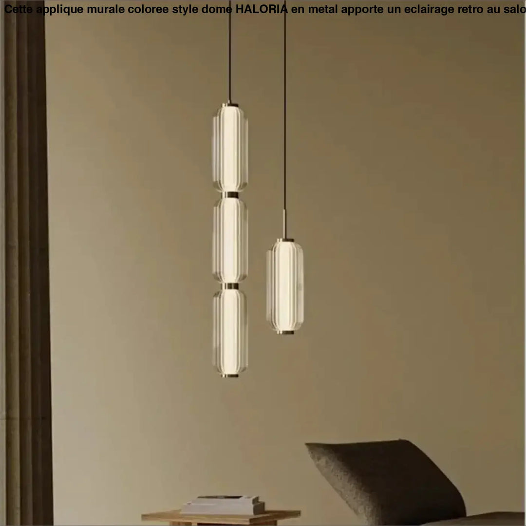 Suspension Design Cylindrique En Verre Nervuré Verticale