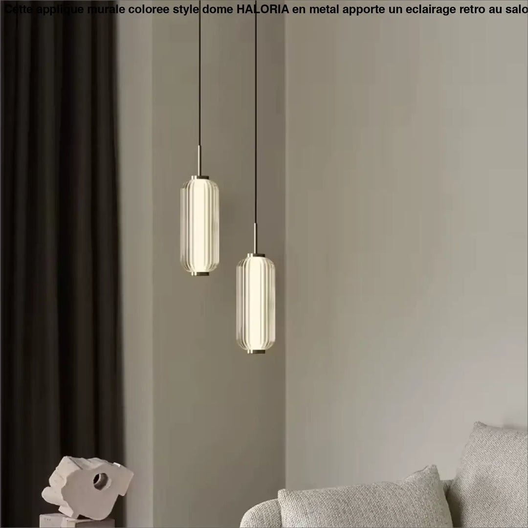 Suspension Design Cylindrique En Verre Nervuré Verticale