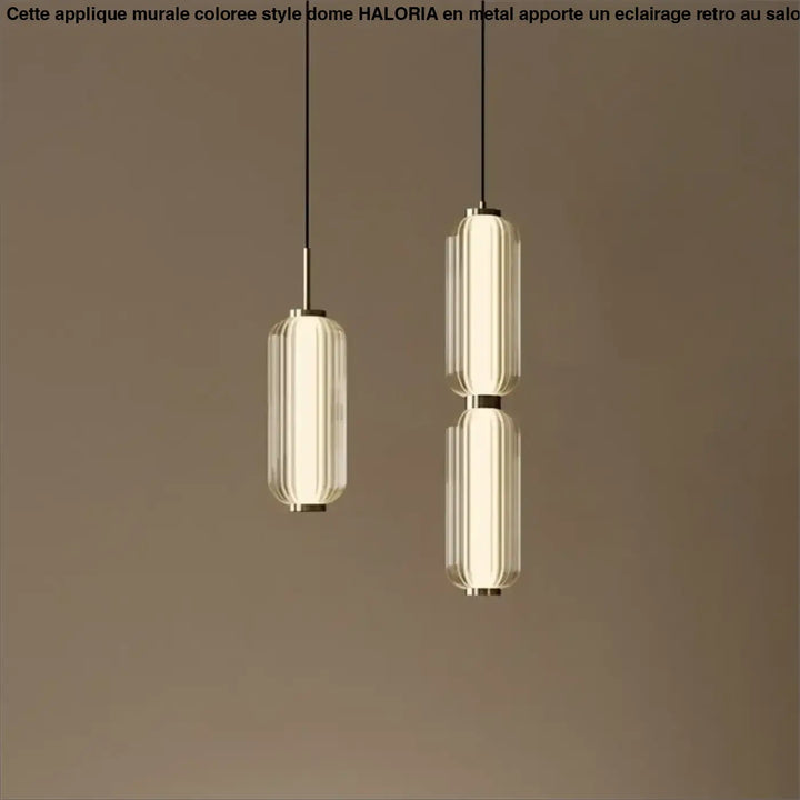 Suspension Design Cylindrique En Verre Nervuré Verticale