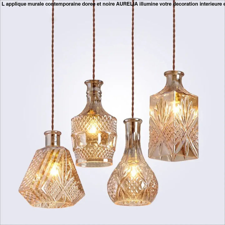 Suspension luminaire en verre ciselé style art déco élégant