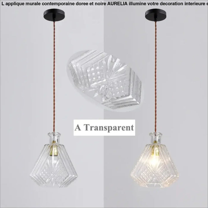 Suspension luminaire en verre ciselé style art déco élégant