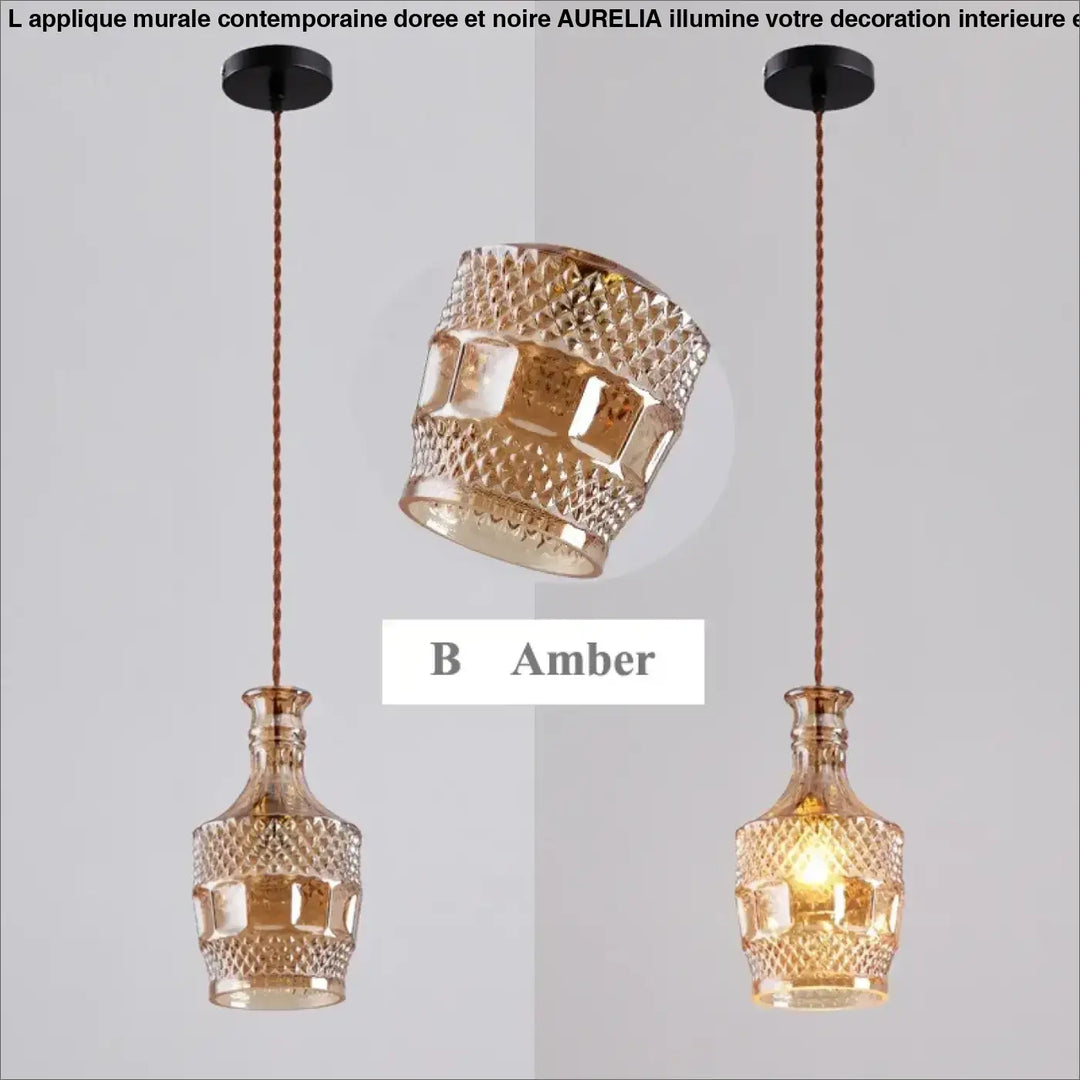 Suspension luminaire en verre ciselé style art déco élégant