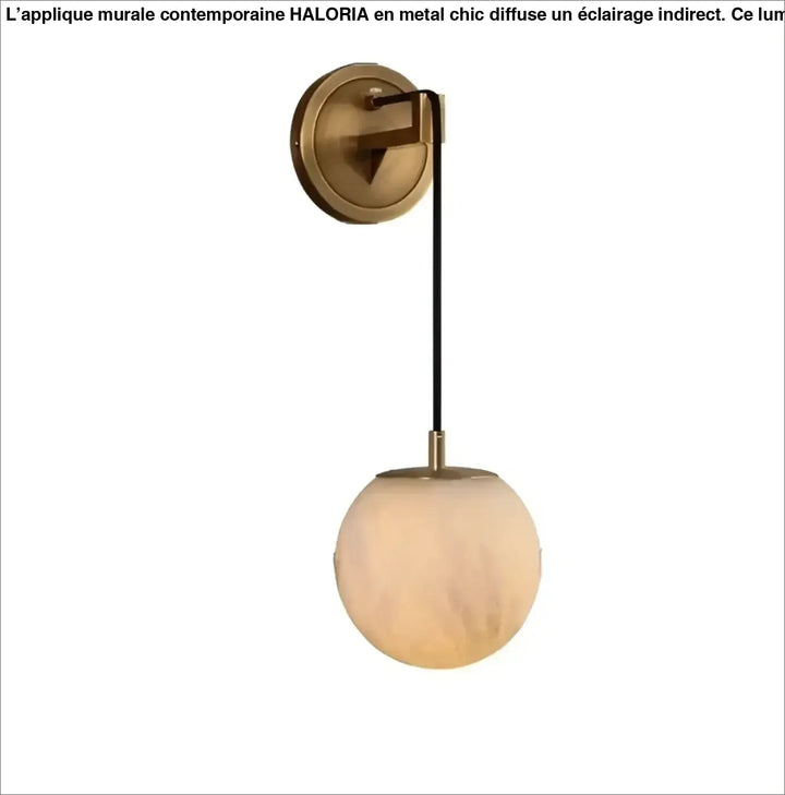 Applique murale noura en globe en marbre chaud avec fixation murale en laiton et cordon noir