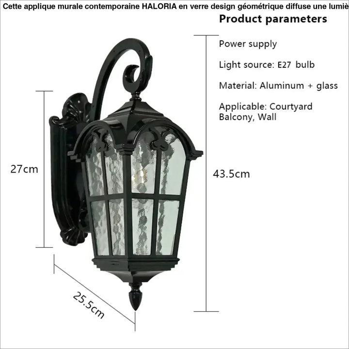 Applique extérieure lanterne vintage bronze noir élégant