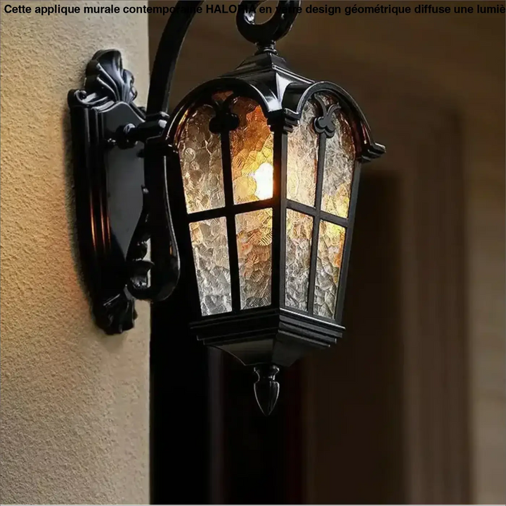 Applique extérieure lanterne vintage bronze noir élégant