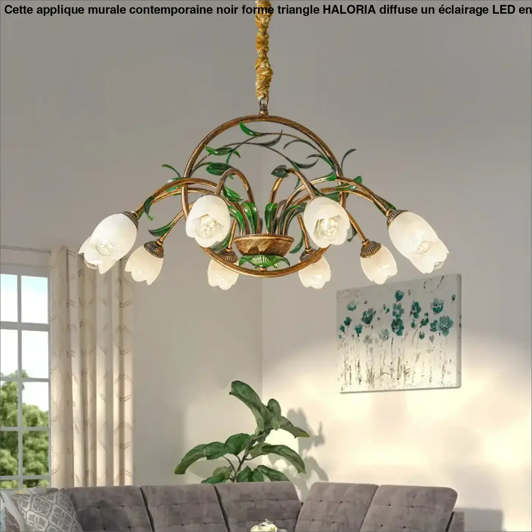Suspension luminaire vintage florale pour salon au style rétro