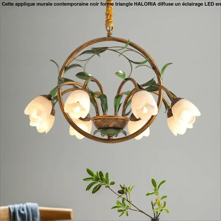 Suspension luminaire vintage florale pour salon au style rétro