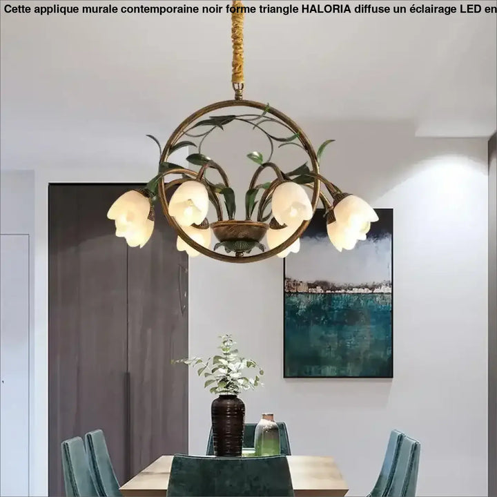 Suspension luminaire vintage florale pour salon au style rétro