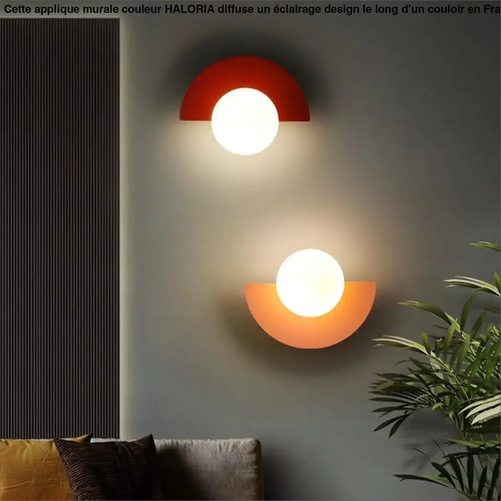 Applique murale couleur haloria en demi-cercle rouge et orange avec finition mate moderne et élégante