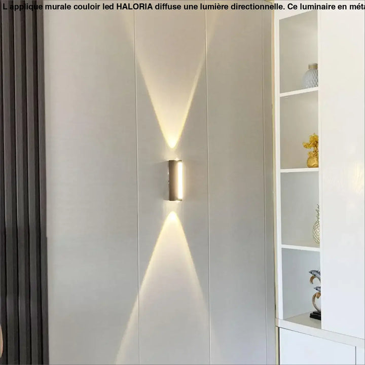 Applique murale couloir led haloria en métal cylindrique moderne minimaliste avec lumière chaude intégrée
