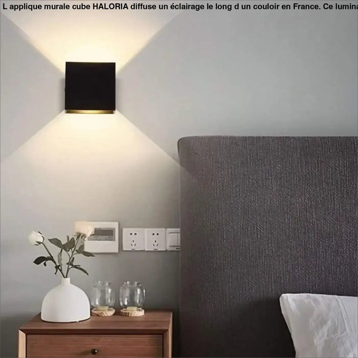 Applique Murale Cube Aluminium Design Faisceau Lumineux