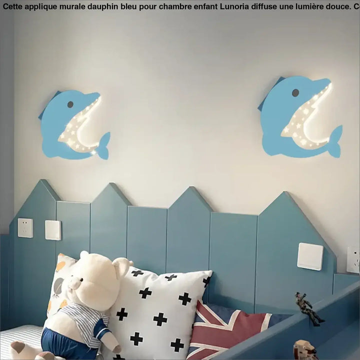 Applique murale dauphin bleu pour chambre d'enfant

