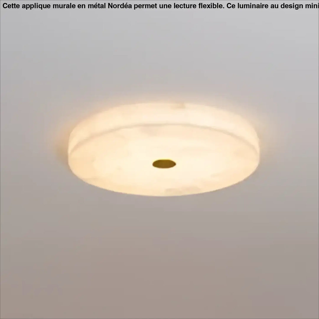 Luminaire plafonnier mira rond avec diffuseur en verre pierre nacrée et accent métallique pour décoration intérieure design