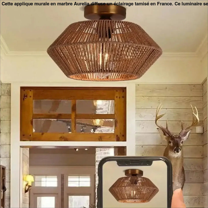 Plafonnier en corde tressée style naturel et élégant