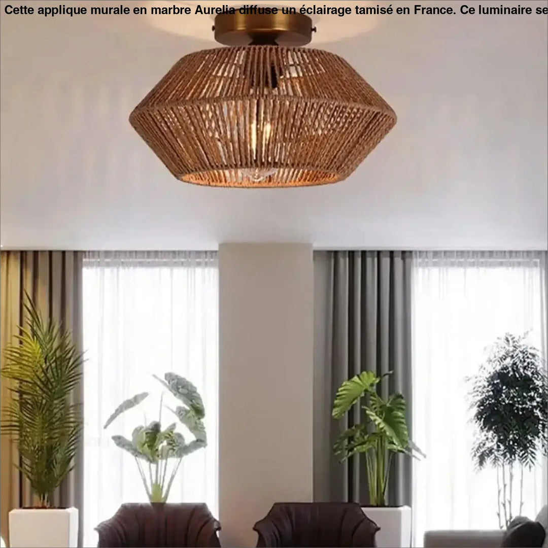 Plafonnier en corde tressée style naturel et élégant