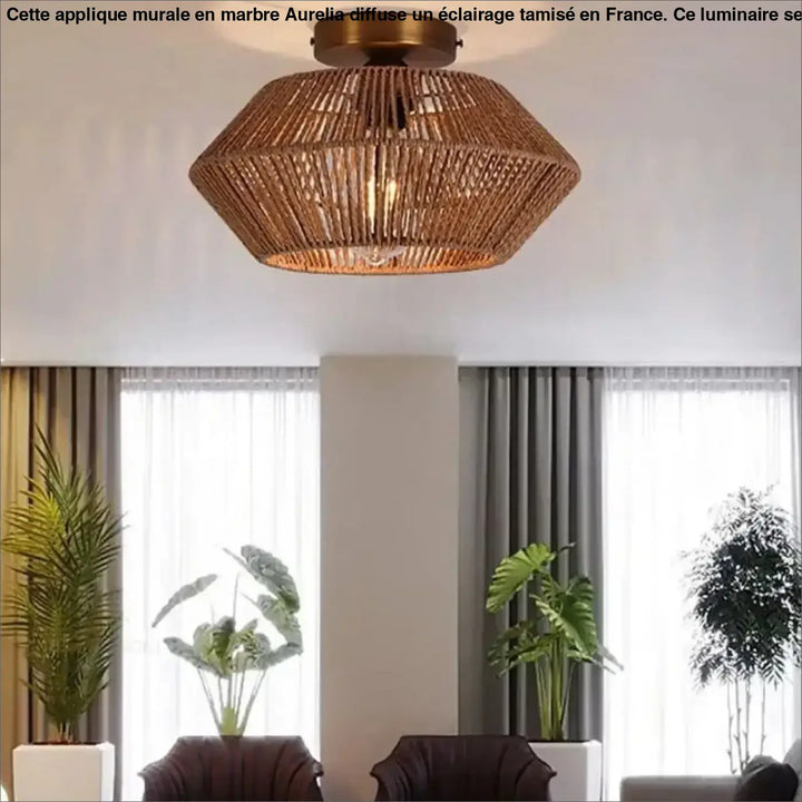 Plafonnier en corde tressée style naturel et élégant