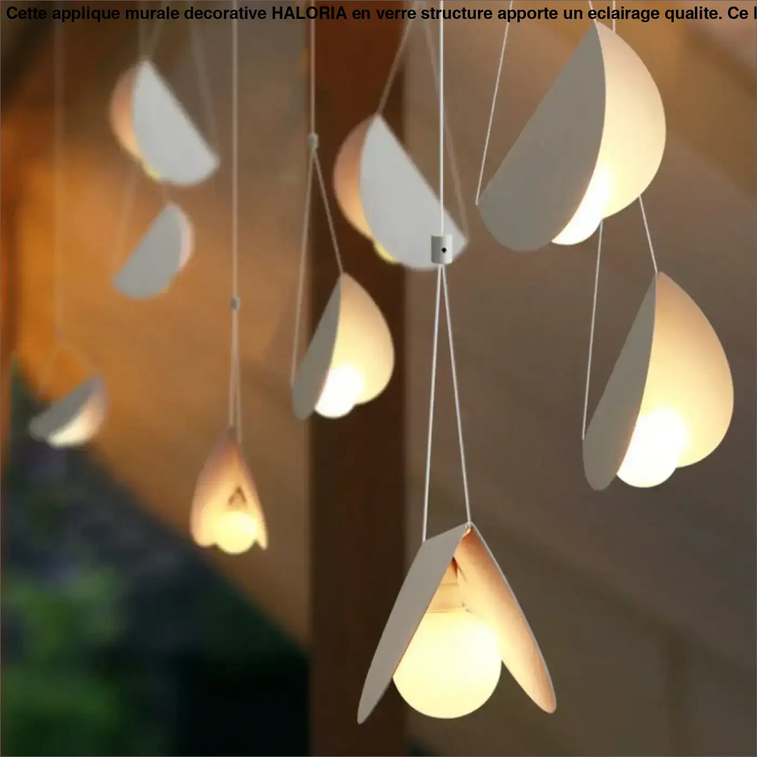 Applique murale decorative design en verre avec luminaires suspendus modernes blancs en forme de pétale