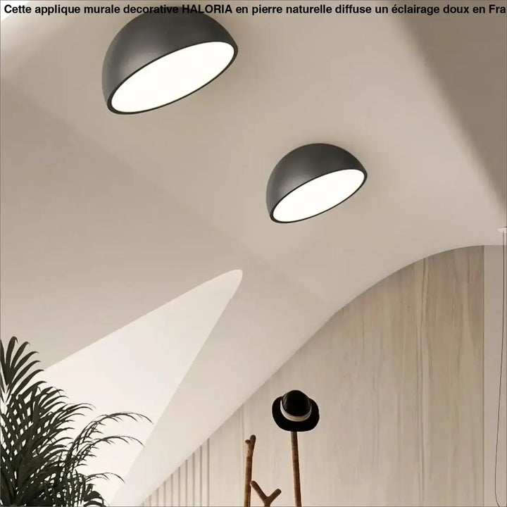 Plafonnier demi sphère bois led design moderne naturel