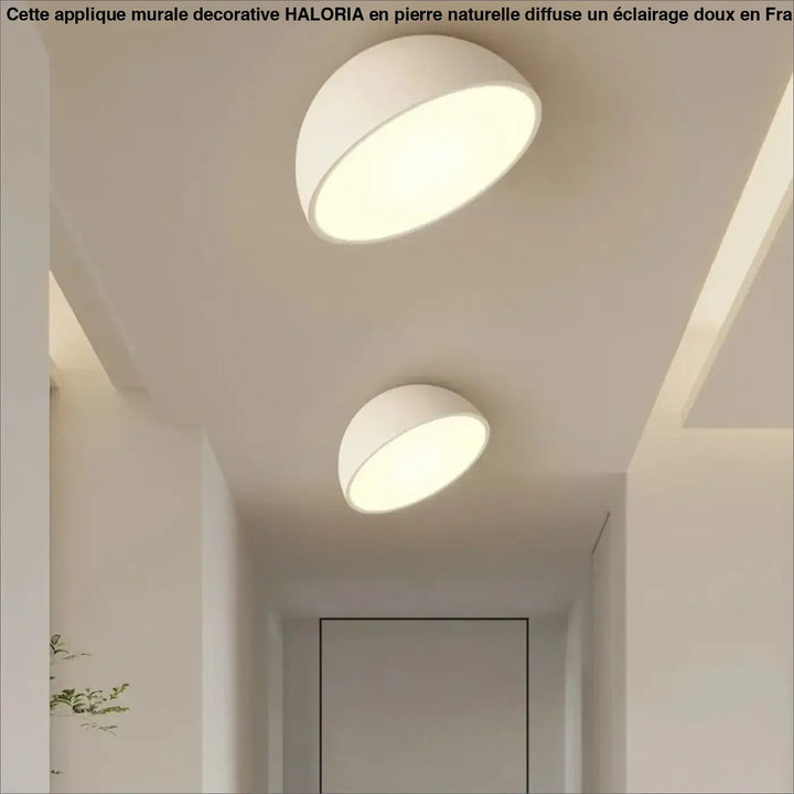 Plafonnier demi sphère bois led design moderne naturel