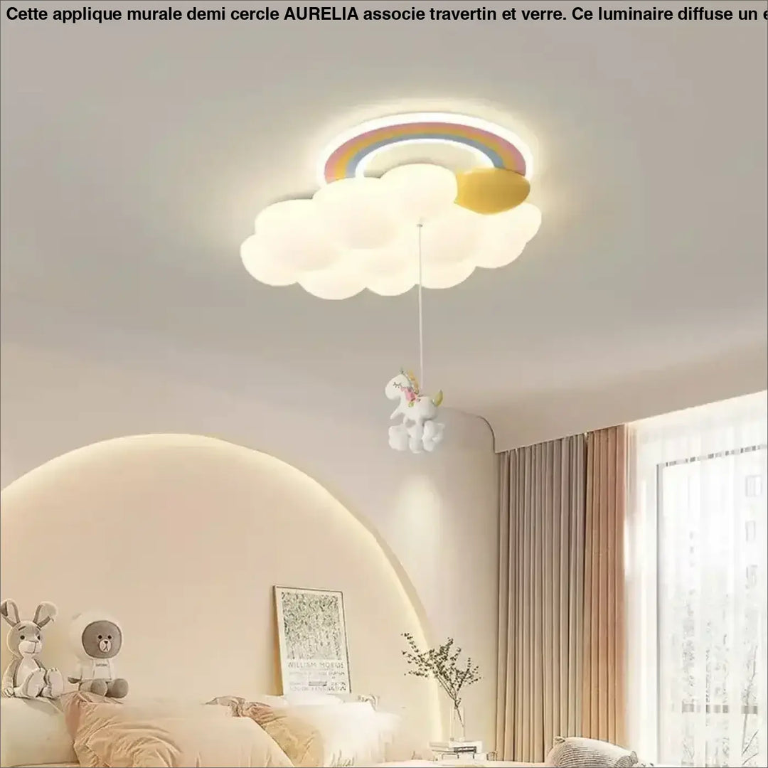 Plafonnier Enfant Nuage Et Peluche Avec Lumière Led Blanc