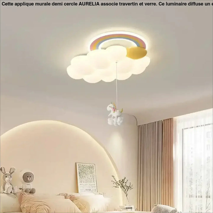 Plafonnier Enfant Nuage Et Peluche Avec Lumière Led Blanc