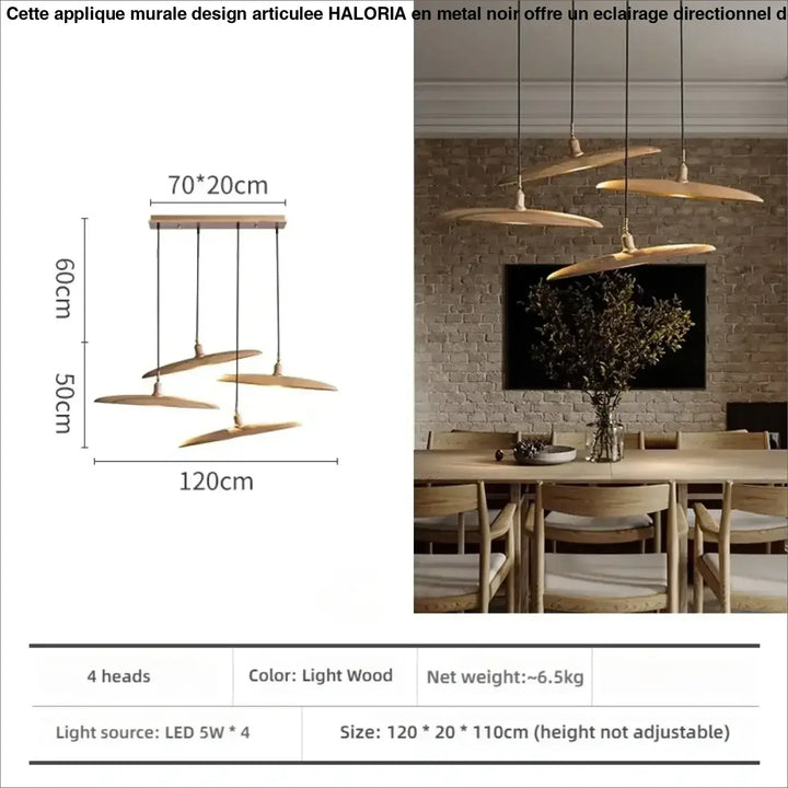 Suspension décorative en bois style zen contemporain design
