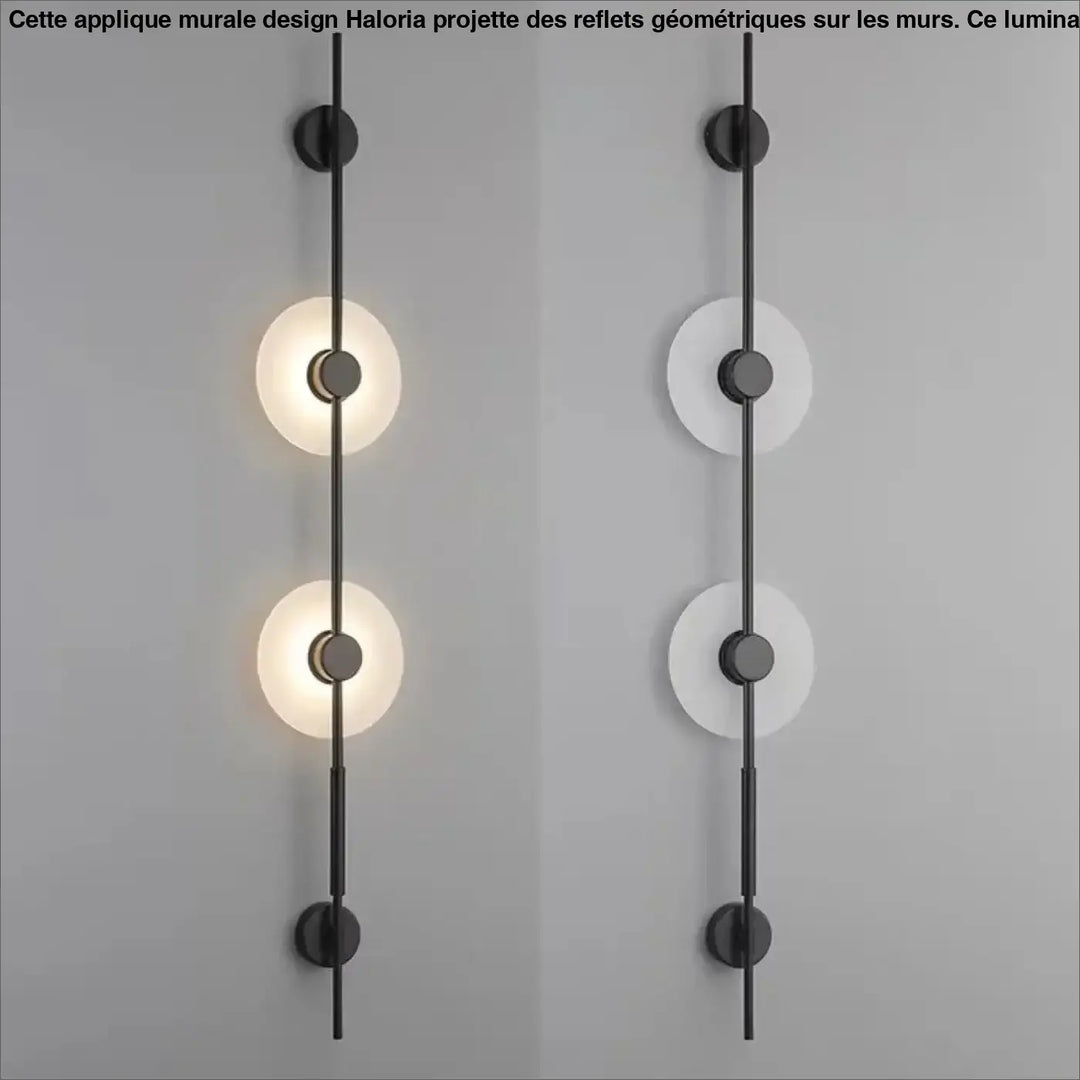 Applique murale moderne noire en métal avec abat-jour circulaire en verre dépoli pour salle à manger