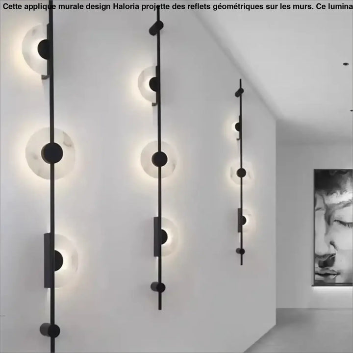Applique murale discor noire minimaliste avec abat-jours en verre dépoli circulaire pour salle à manger