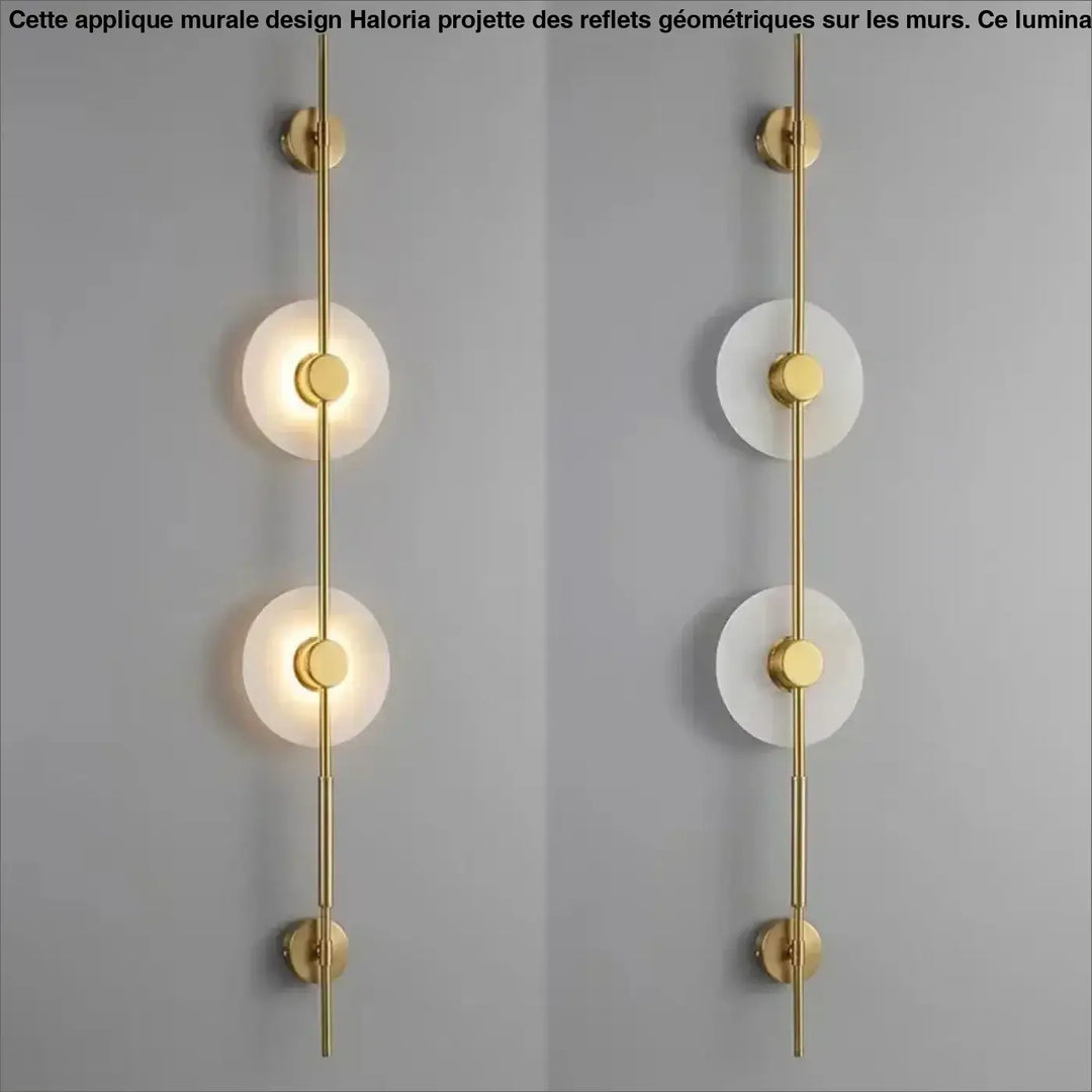 Applique murale discor en métal doré avec disques en verre dépoli pour salle à manger design minimaliste