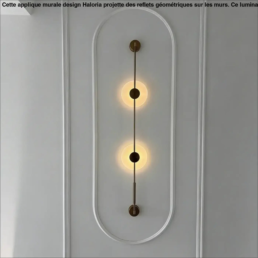 Applique murale discor en laiton moderne avec deux lumières circulaires chaudes pour salle à manger