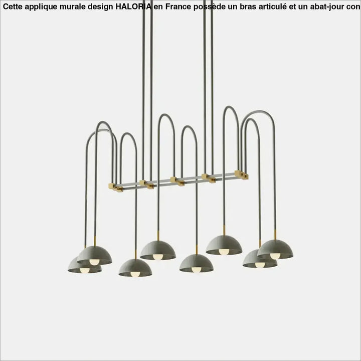 Suspension luminaire rumia design moderne avec finition gris mat et accents en laiton pour une présence spectaculaire