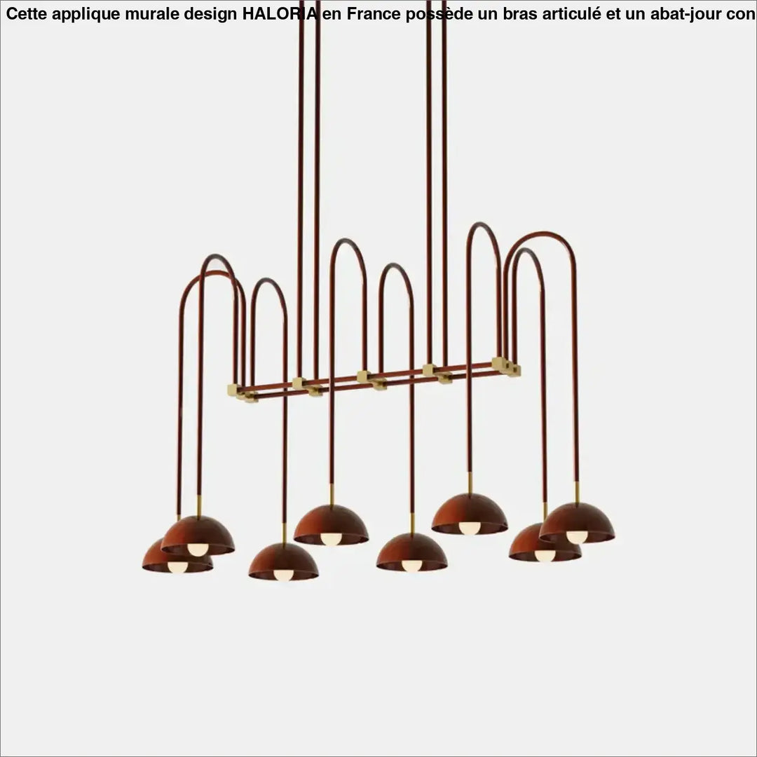 Suspension luminaire rumia en bronze avec bras métalliques incurvés et abat-jours en forme de dôme design moderne