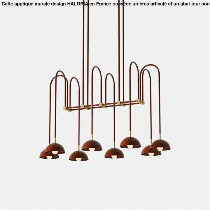 Suspension luminaire rumia en bronze avec bras métalliques incurvés et abat-jours en forme de dôme design moderne