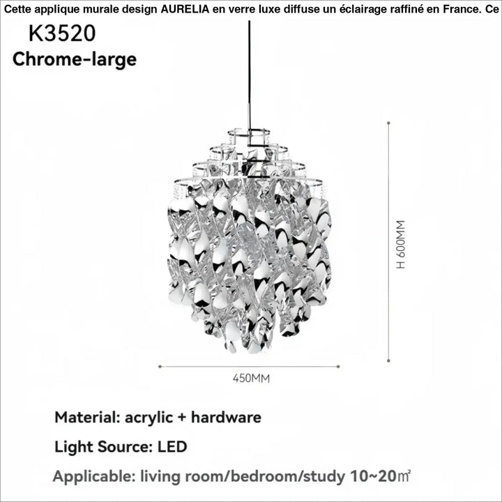 Suspension luxe acrylique dorée design moderne led raffiné