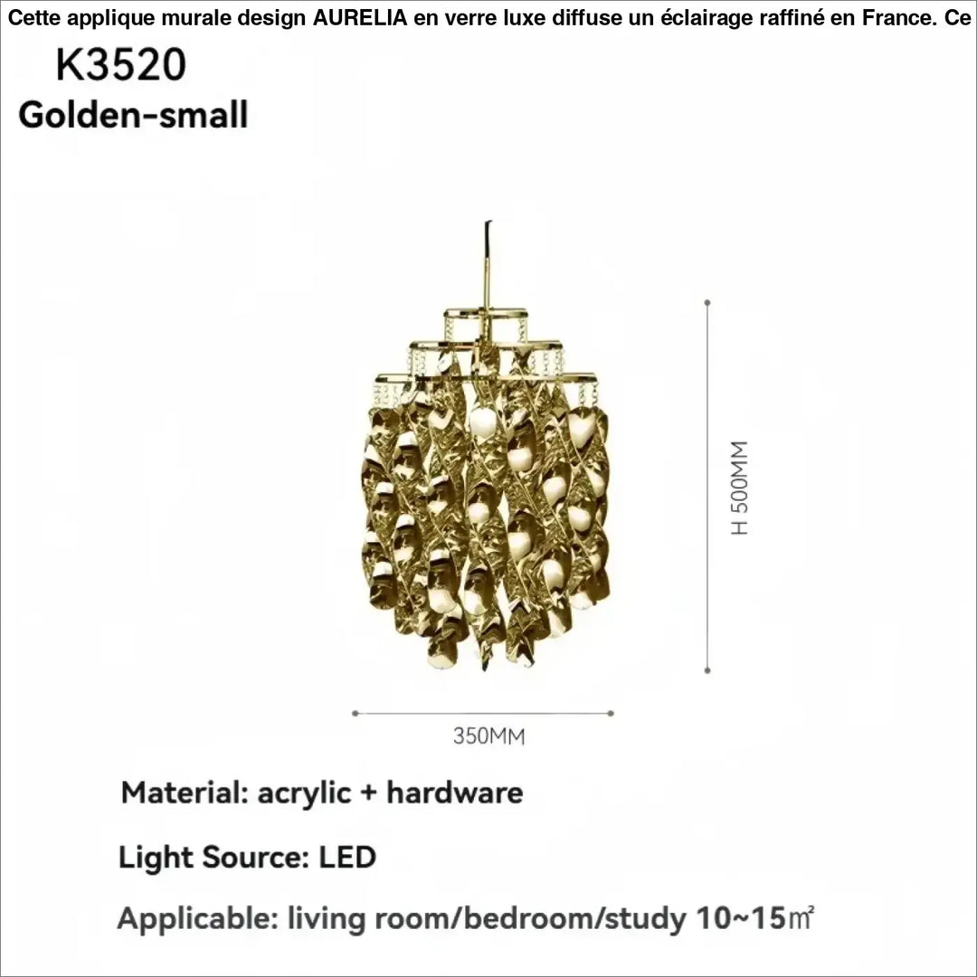 Suspension luxe acrylique dorée design moderne led raffiné
