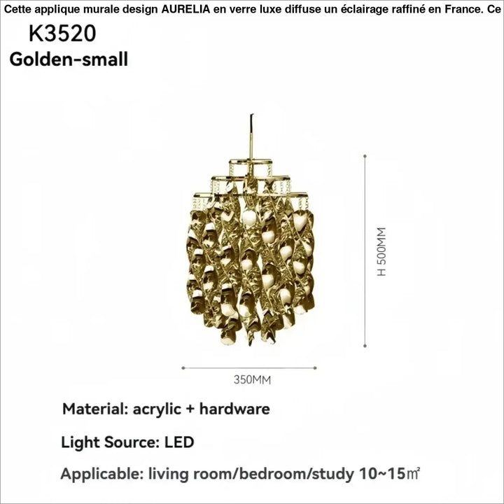 Suspension luxe acrylique dorée design moderne led raffiné