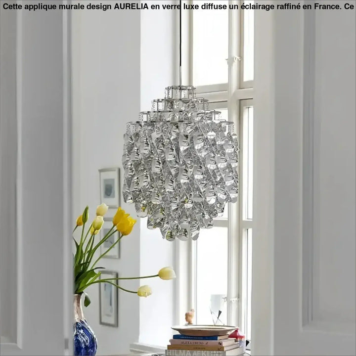 Suspension luxe acrylique dorée design moderne led raffiné
