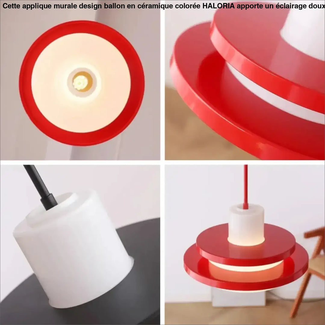 Suspension luminaire vintage scandinave rouge noir ou rouge