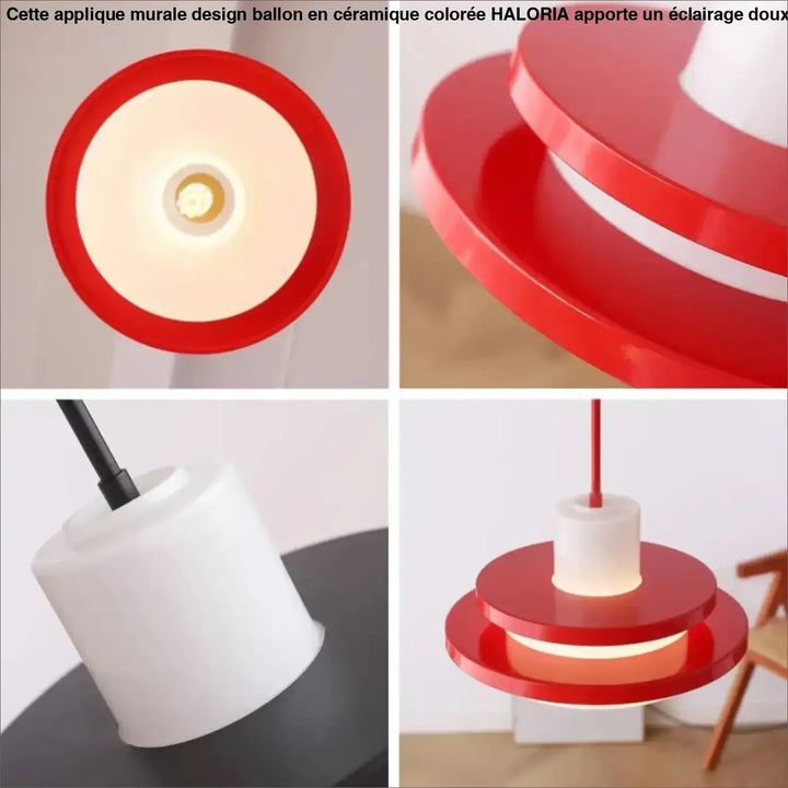 Suspension luminaire vintage scandinave rouge noir ou rouge