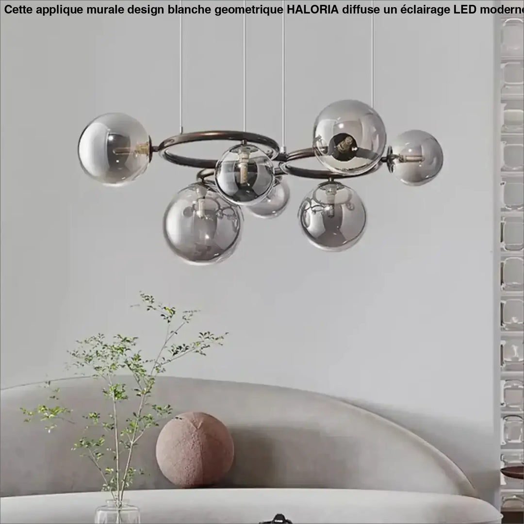 Suspension luminaire à boules de verre gris fumé design raffiné