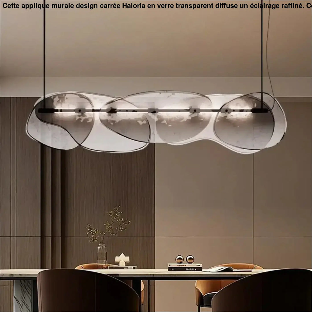 Suspension design verre et métal style unique gris chic