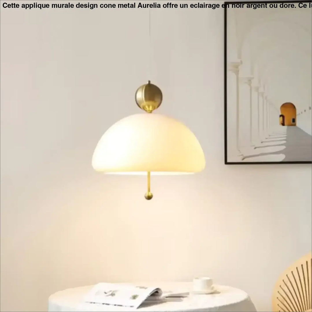 Suspension Luminaire Verre Demi Globe Blanc Et Finitions Couleur