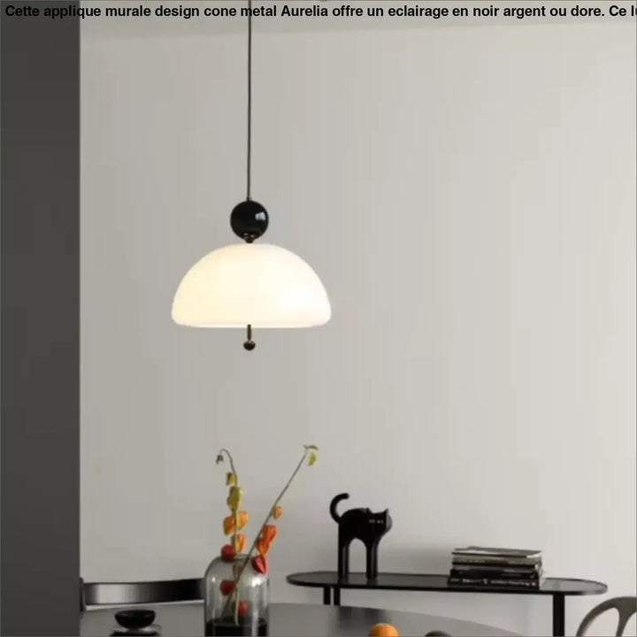 Suspension Luminaire Verre Demi Globe Blanc Et Finitions Couleur