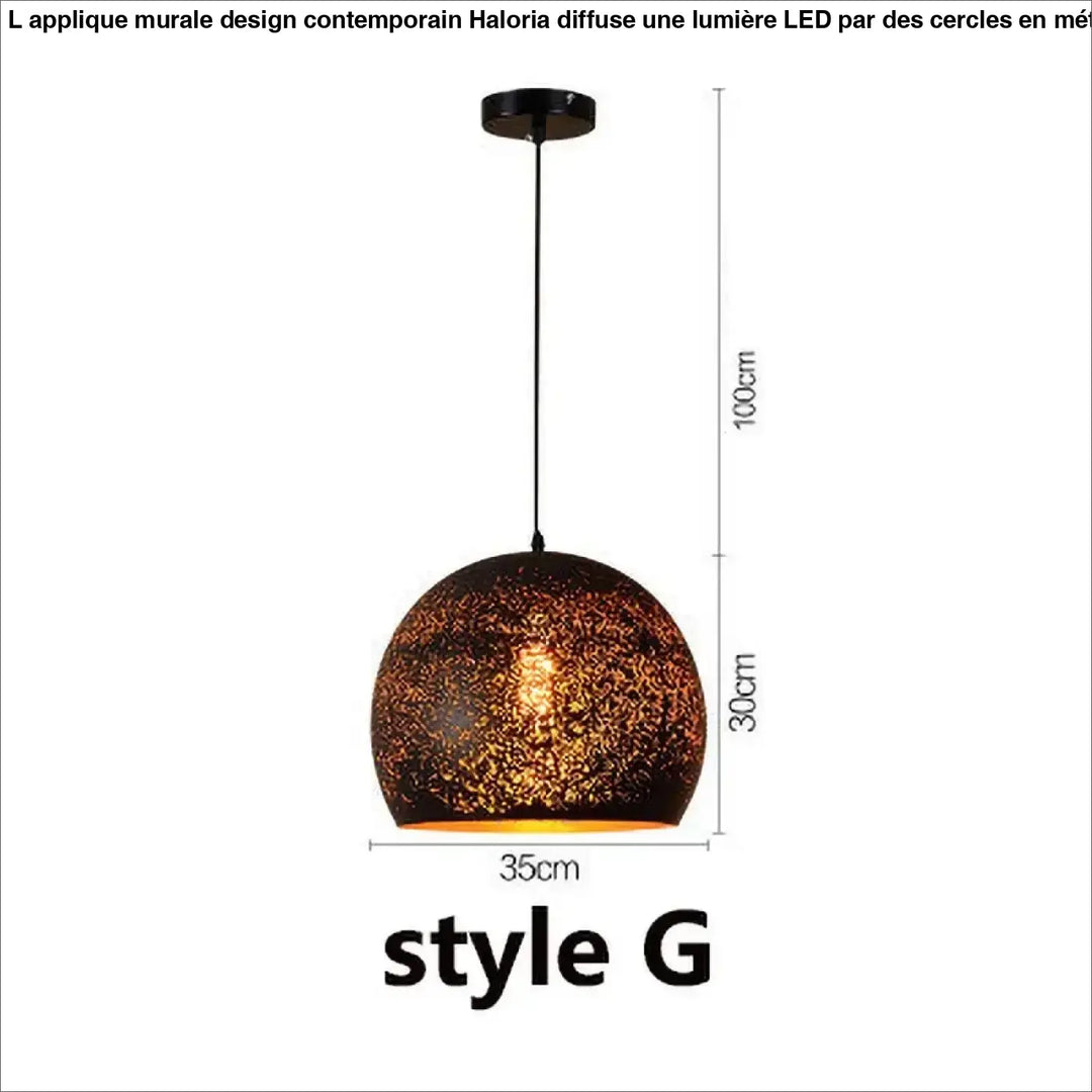 Suspension design artistique noir mat lumière dorée moderne