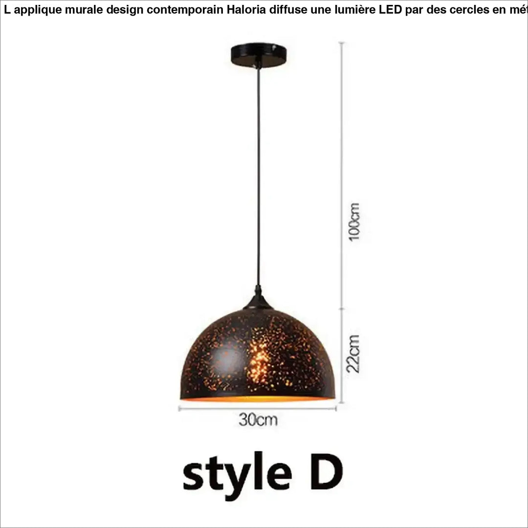 Suspension design artistique noir mat lumière dorée moderne