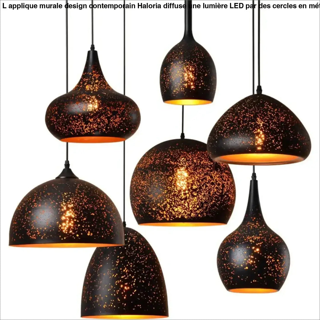 Suspension design artistique noir mat lumière dorée moderne