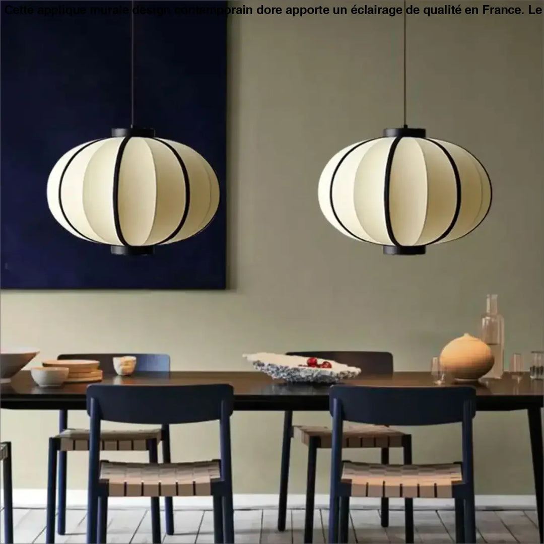 Suspension minimaliste en tissu écru style beige élégant