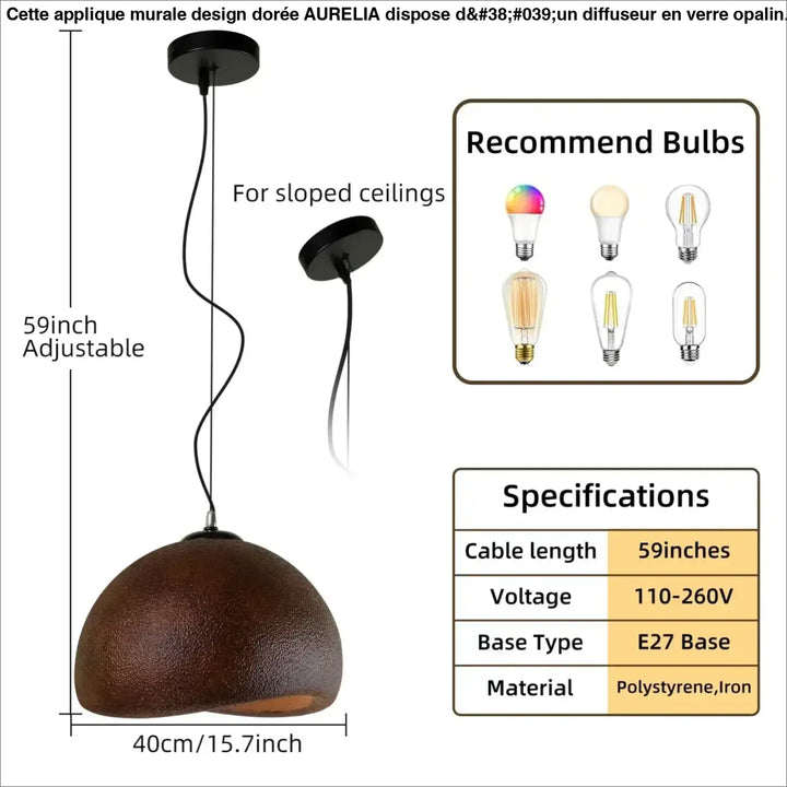 Suspension luminaire moderne en hdps design contemporain